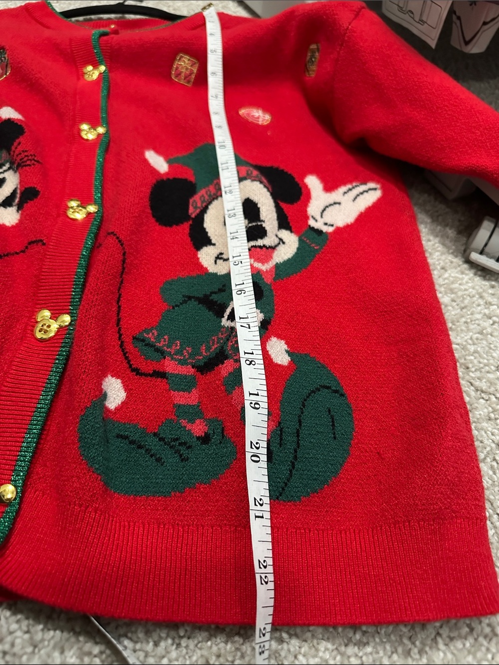 Disney Red Holiday Mickey & Minnie Cardigan Sweater - Picture 10 of 11